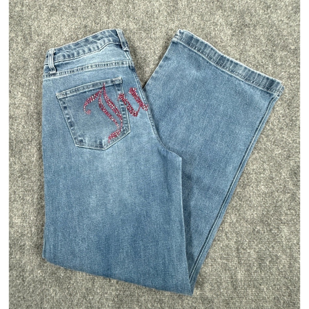 Juicy Couture Womens 9/29 Wide Leg Medium Wash Denim Jeans